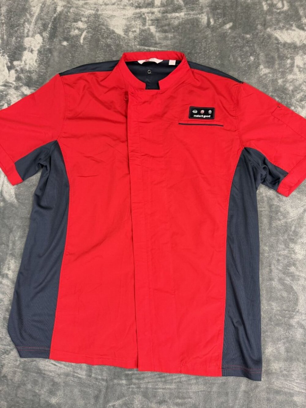 Chick-Fil-A Team Style Red & Navy Short Sleeve Chef Shirt 2XL